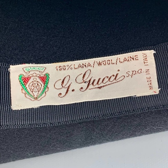 RARE 1970's GUCCI black wool felt bowler hat with classic GG logo - Picture 3 of 16
